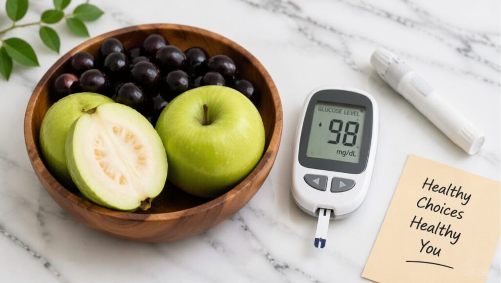 Diabetes control karne wale 5 sabse asardari phal jaise Jamun, Amrood aur Seb ki list aur unke fayde.