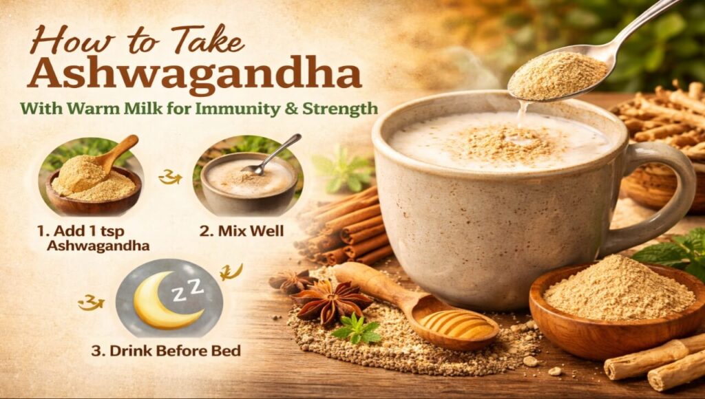 
How to take Ashwagandha powder with warm milk for maximum immunity and strength.