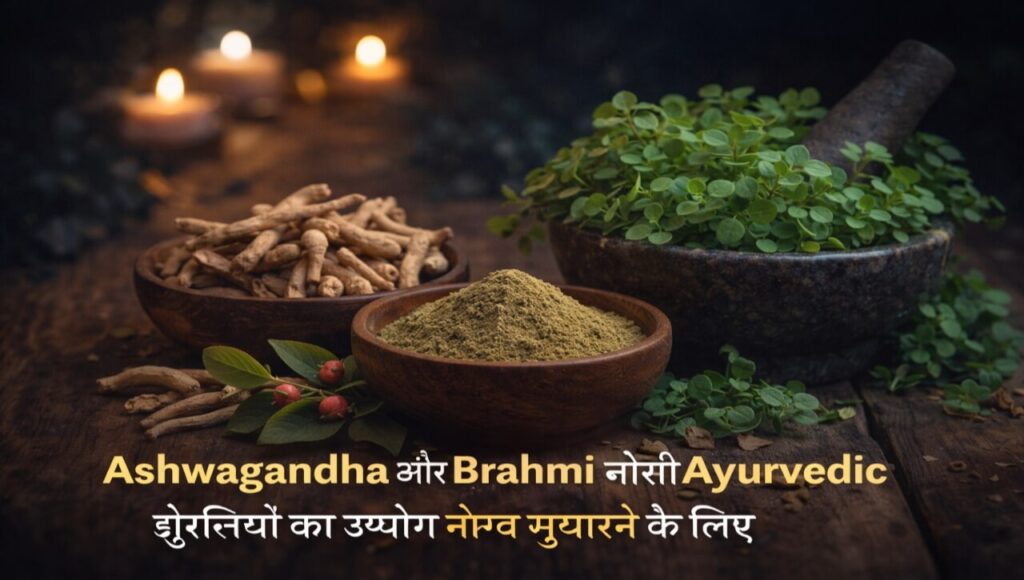 Ashwagandha aur Brahmi jaisi Ayurvedic jhurriyon ka upyog neend sudharne ke liye