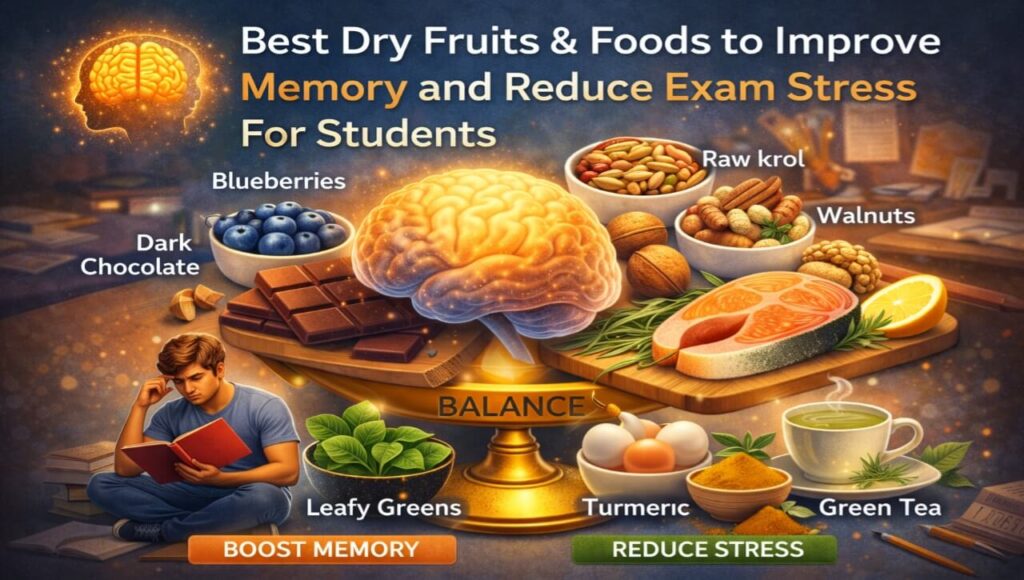 Student Mental Health: Stress Se Kaise Nikle? (guide 2026) Best dry fruits and foods to improve memory and reduce exam stress for students.