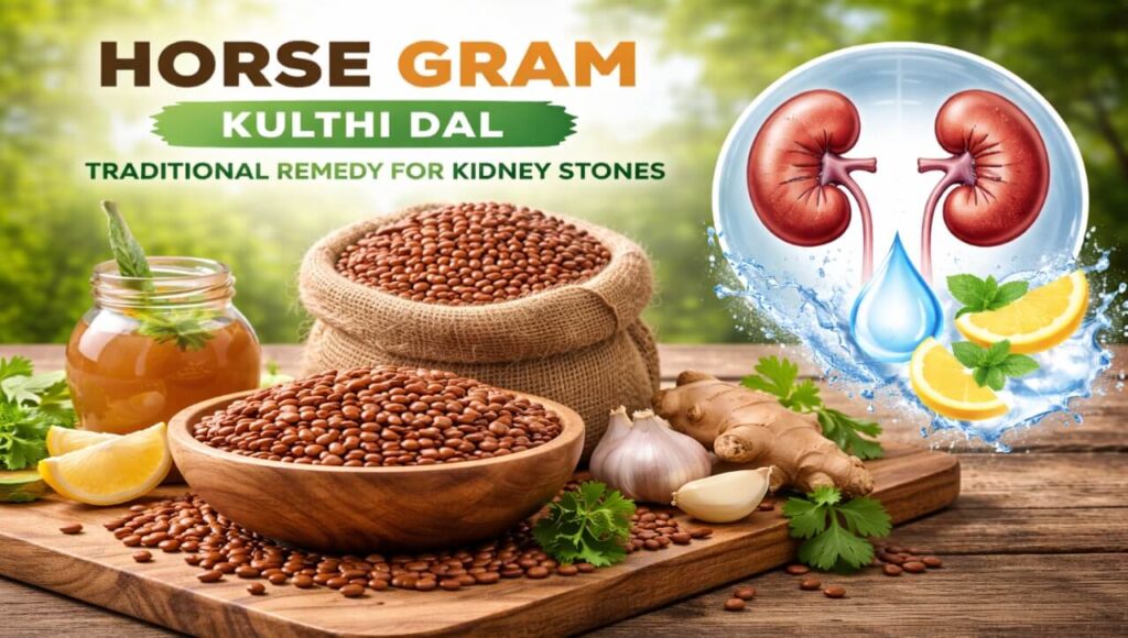 Horse gram or Kulthi dal which is a traditional remedy for dissolving kidney stones.