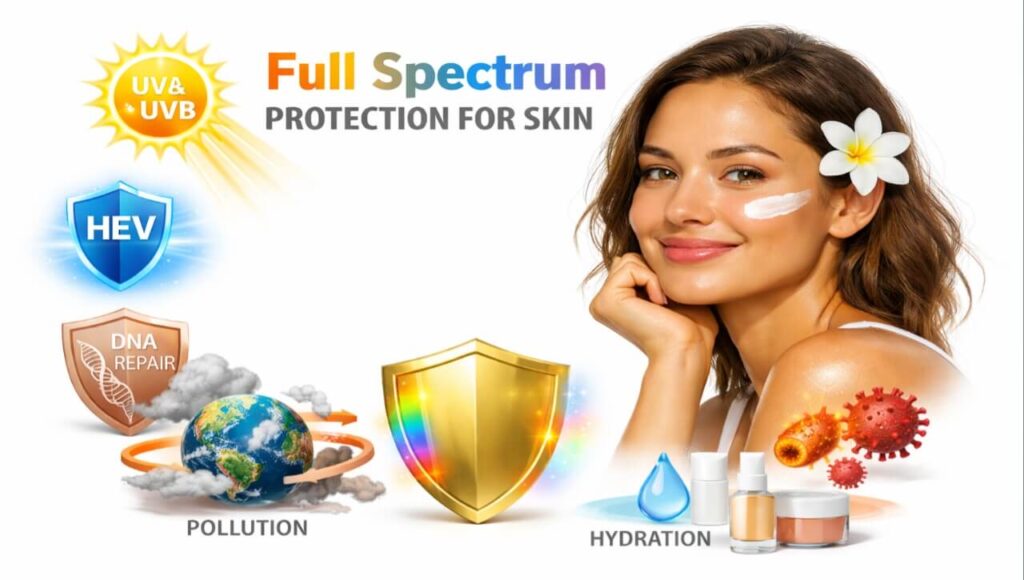 UVA, UVB aur Blue Light kaise skin ki gehrai tak jaakar nuksaan pahunchati hain.